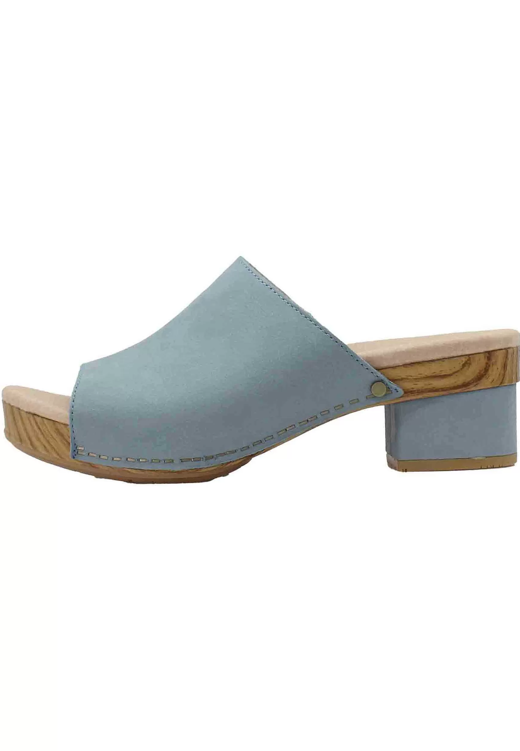 Zoccoli Donna In Pelle Celeste Con Sottopiede Imbottito E Tacco In Pelle Fasciato In Tinta*Dansko Cheap