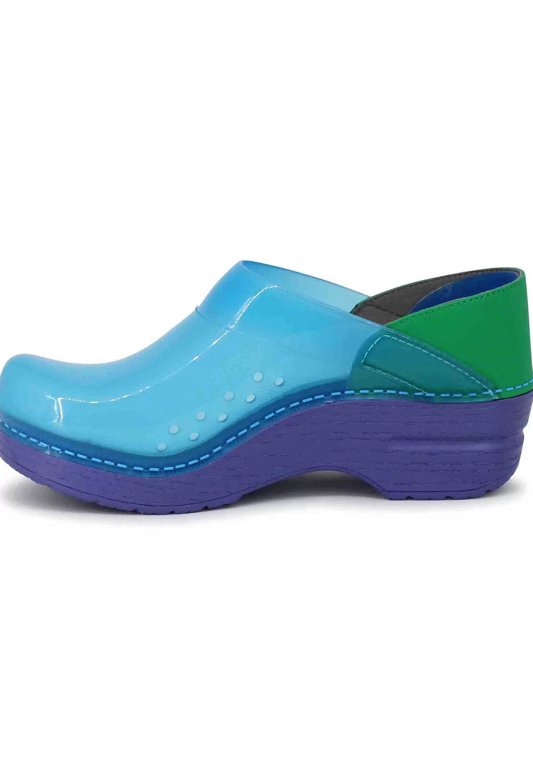 Zoccoli Donna In Plexy Blu Con Pelle Verde*Dansko Online