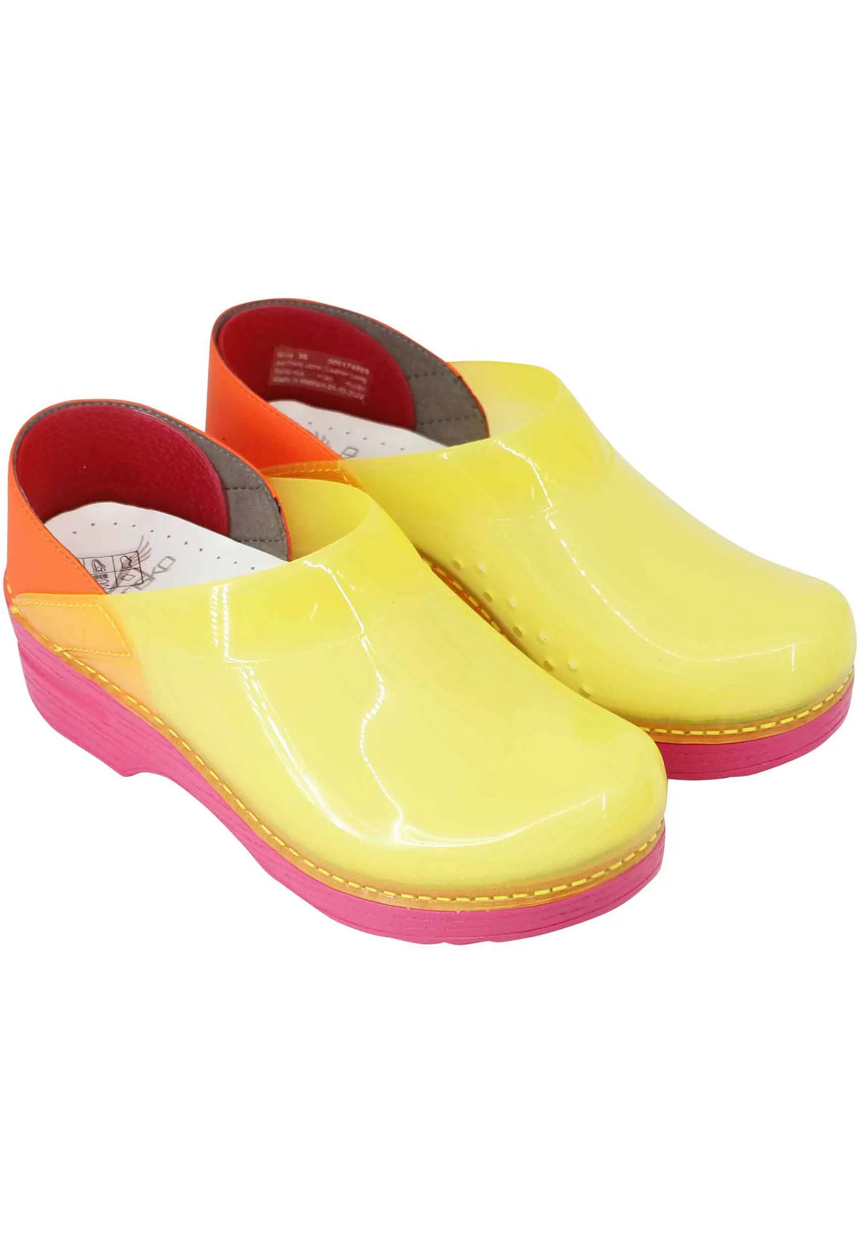 Zoccoli Donna In Plexy Giallo Con Pelle Arancione*Dansko Hot